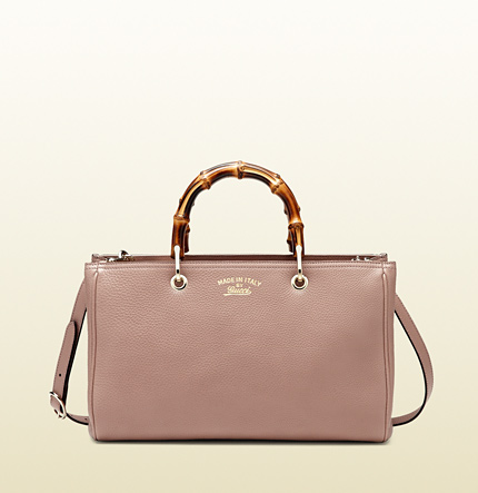 Gucci Bamboo Shopper Leather Tote Bag 323660 Light Pink